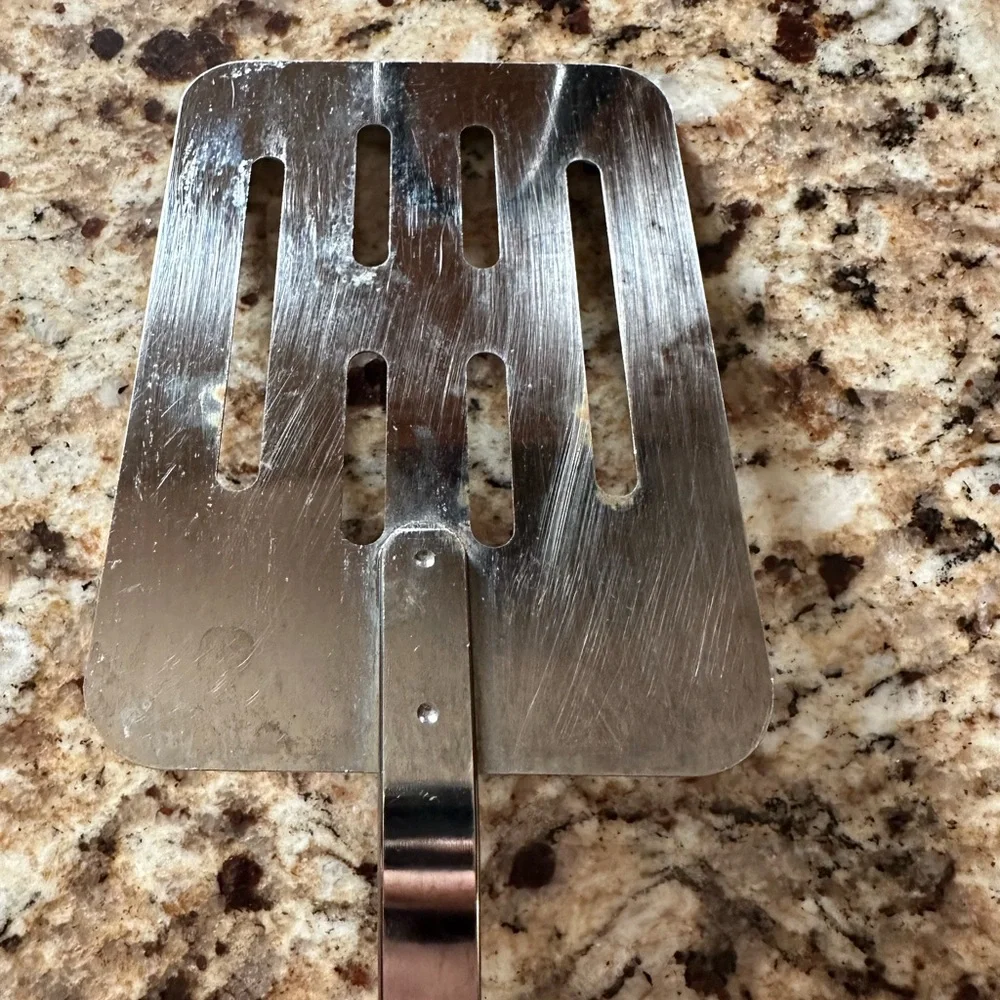 Vintage Ekco Slotted Spatula with White Handle